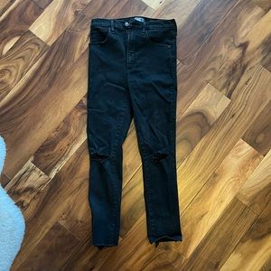 Ultra high rise black skinny jeans